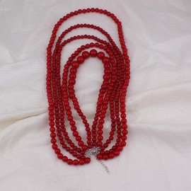 GRACE JUN Multilayer Strand Chain Faux Pearls Flapper Beads Cluster Long Choker Necklace, simulated pearl, Created Pearl