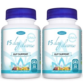 TAOTERS 15 Day Cleanse Gut Support 2 Pack | Colon Broom, Detox Supplement with Senna, Cascara Sagrada & Psyllium Husk, for Men and Women | Total 60 Capsules