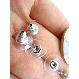 25pcs 6 * 11 Plastic Non-allergenic Butterfly Earring Backs stoppers (Silver)