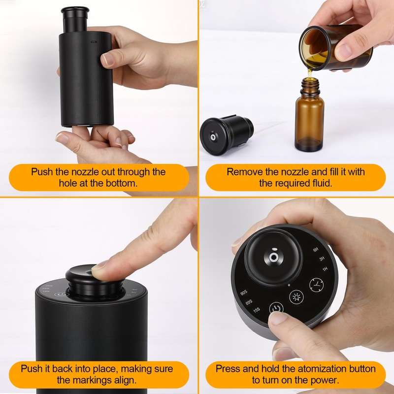 Waterless Essential Oil Diffuser for Home, Battery Operated Car Diffuser,