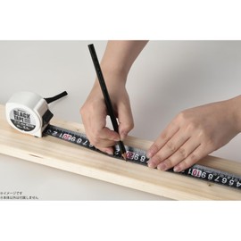 TAKAGI Black Tape, Convex, White, 1.0 x 2.2 ft (25 mm x 5.5 m), JIS1 Grade Double-Sided Scale, Black Tape, White Scale, Easy to View, Double Lock, White Body, Compact, Strap Included, Measuring Tool,