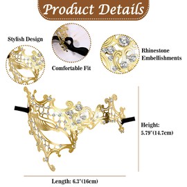 Cupimatch Women Rhinestone Masquerade Mask: Ladies Luxury Diamond Metal Half Face Party Costume Ball Carnival Venetian Mask