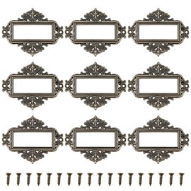EMSea Pack of 24 Vintage Label Holders Metal Label Frame Zinc Alloy Label Holder Retro Card Holder Decorative Card Holder with Screws Decoration for Cabinets Bronze