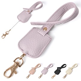 akoyo Reel Strap, Reel Key Holder, Fall Prevention, Short Strap, Reel Type, Leather Strap, Pass Case, Name Card, ID Card Holder, Commuter Holder, Bag, Removable, Retractable Reel, Stretchable, Strong Keys, PU Leather Key Holder, For Hanging Name Tags, Hook Included (Purple)