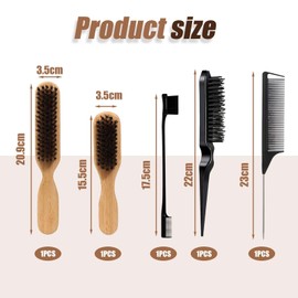 5Pcs Beard Brush for Men, Slick Back Hair Brush Beard Comb, Fashion Boar Bristle Hair Brushs Men Boar Bristle Slick Back Brushs, Suitable Various Beards and Hairs Texture