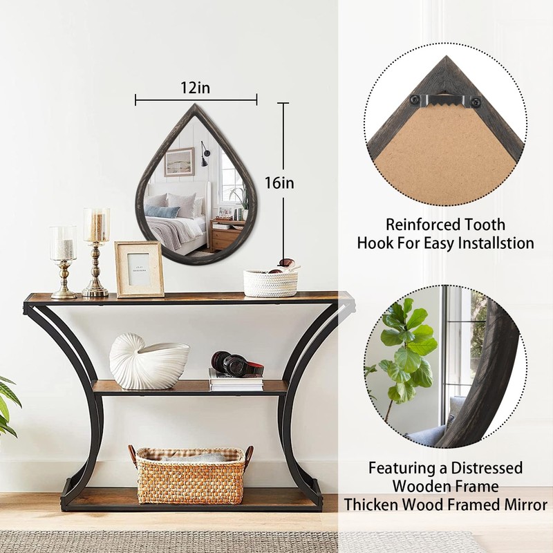 FEUFOAM Irregular Wall Mirror Small Wood Frame Wall Mounted Mirrors