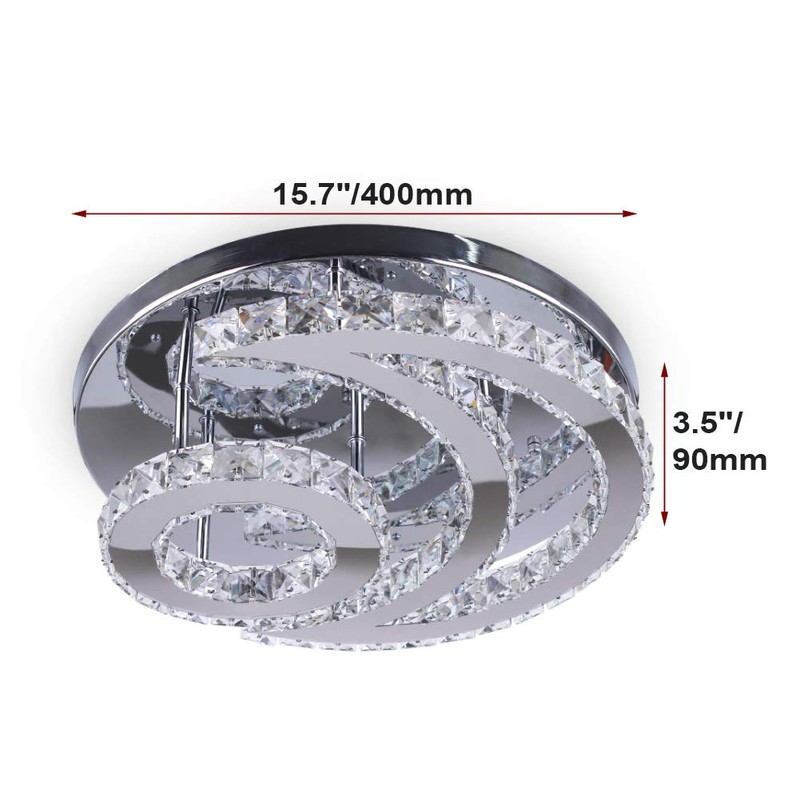 CXGLEAMING 15.7" Crystal Chandelier Modern LED Ceiling Light Moon Shape
