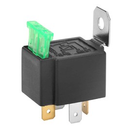 4-Pin Fused Relay,DC 12V 30A Normally Open Contacts Car Flash Relay On/Off With Bracket Black