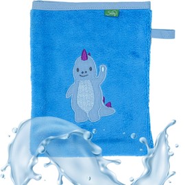Smithy Baby Wash Cloth, Cotton Terry Cloth, Wash Mitt Children, Boys & Girls, Gift for Birth (Blue)