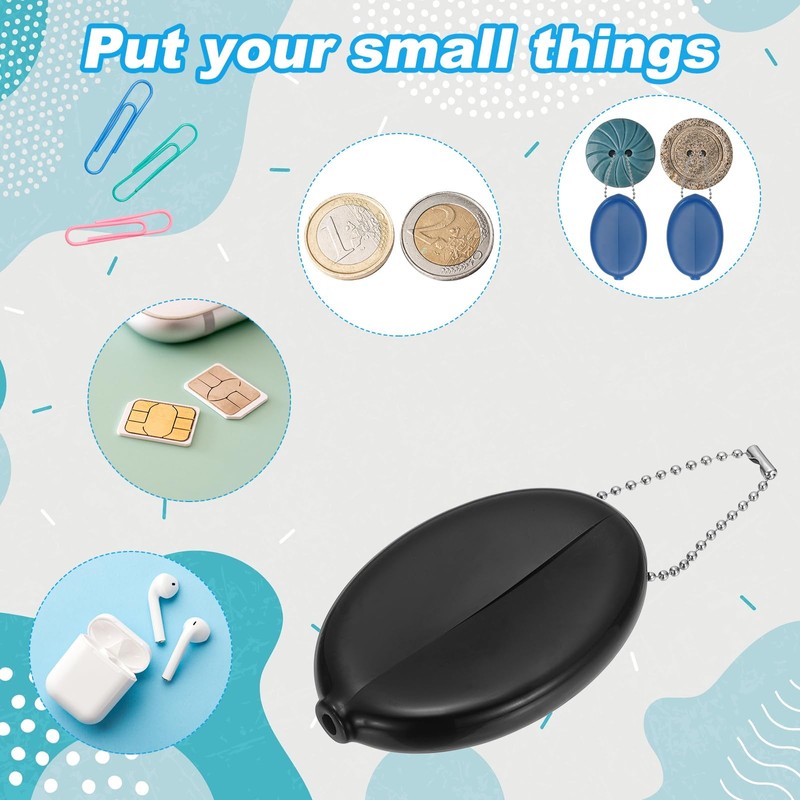 PATIKIL Rubber Coin Purse, 3 Pcs Squeeze Coin Holders with