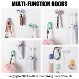 Defrko Silicone Razor Holders - 6 Pcs Hooks Adhesive Wall Mounted for Hanging Towel Key Plug Cable, Utility Decoration Hook Stick to Dorm Room Door Function for Kitchen Bathroom Home Office