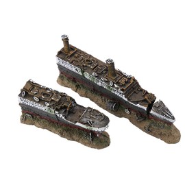 Mrisata Titanic Shipwreck Model Fish Titanic Model, Titanic Lost Wrecked Boat Ship Aquarium Decoration Ornament Wreck Ornaments