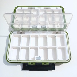 Whistytwig Compact Waterproof Fishing Tackle Box - Small, Organized Storage for Hooks, Lures, Jig Heads, and Fishing Equipment - easy storage - compact to carry fishing (Green, Small)