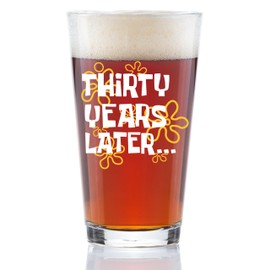 30th Birthday Gifts for Men – Funny Beer Glass with “30 Years Later” Design – 16oz Nostalgic Pint Glass – Retirement Gift, Husband Gift, Holiday or Anniversary Present