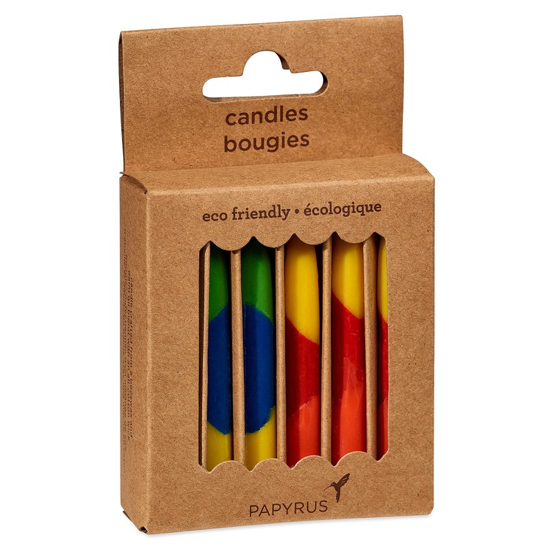 Papyrus Eco-Friendly Birthday Candles, Layered Primary Colors (12-Count)