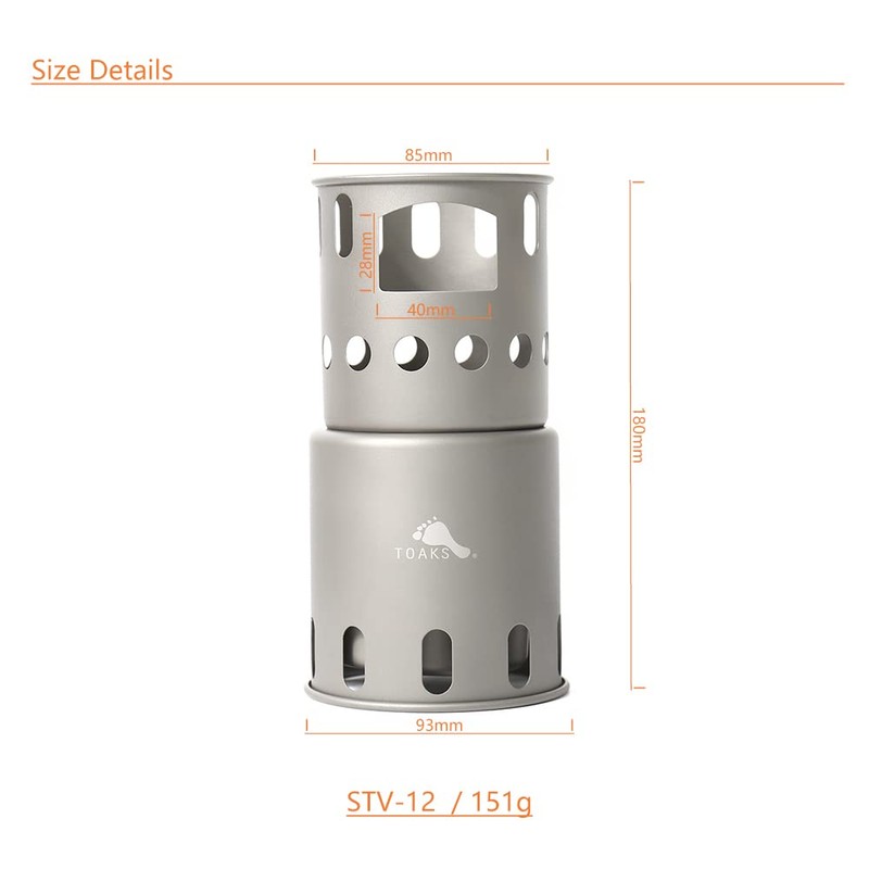 TOAKS Titanium Wood Stove Outdoor Camping Stove, Titanium Backpacking Wood