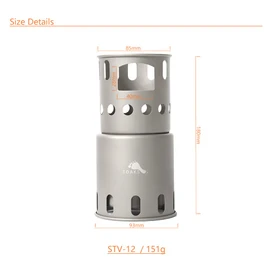 TOAKS Titanium Wood Stove Outdoor Camping Stove, Titanium Backpacking Wood Burning Stove (STV-12(S))