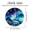 XNM Teal Landscape Kitchen Clocks 14 Inch Glass Wall Clocks