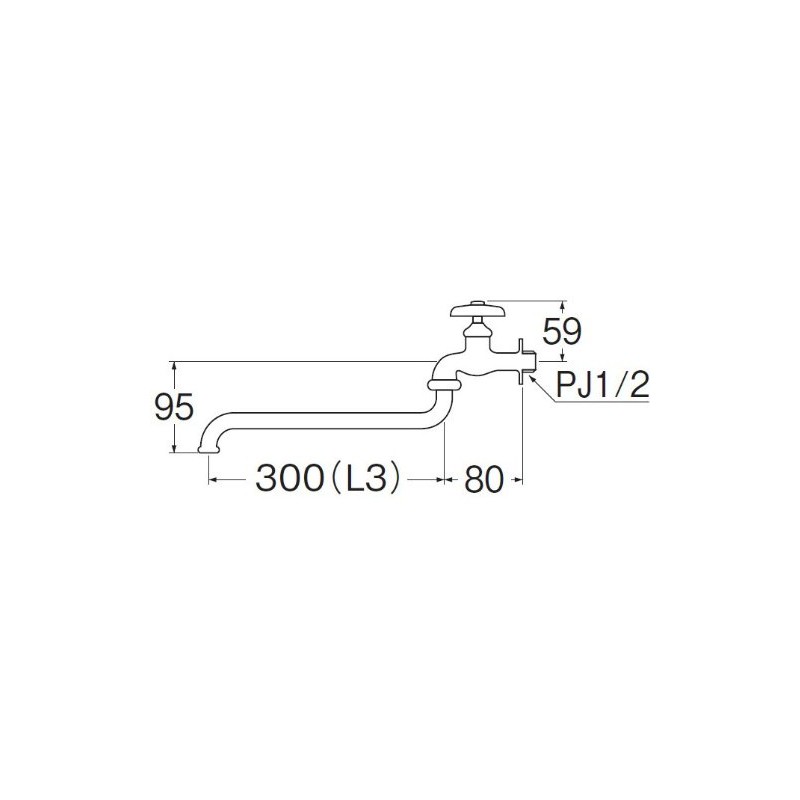 SANEI A10J-L3-13 Universal Faucet Pipe Length 11.8 inches (300 mm)