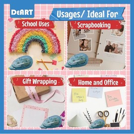 Double Sided Adhesive Tape for Crafts, 6 Pack Scrapbook Tape, Adhesive Glue Runner for Scrapbooking Journaling Supplies,0.3IN x 33FT, Glue Roller for Kids and Adults School Office Teacher Supplies