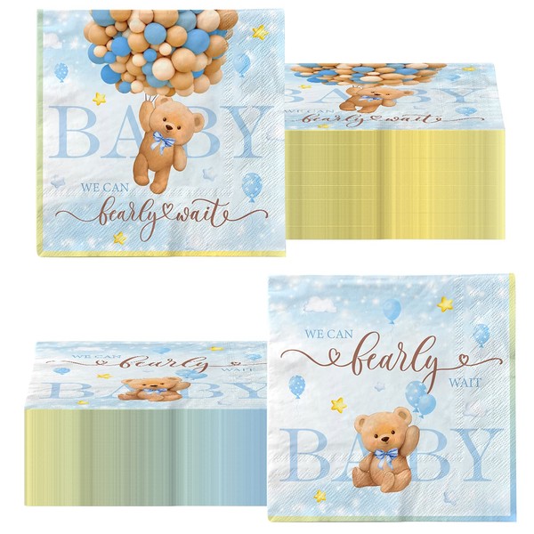Blue Bear Gender Napkin-40pcs Gender Reveal Palstic Napkin