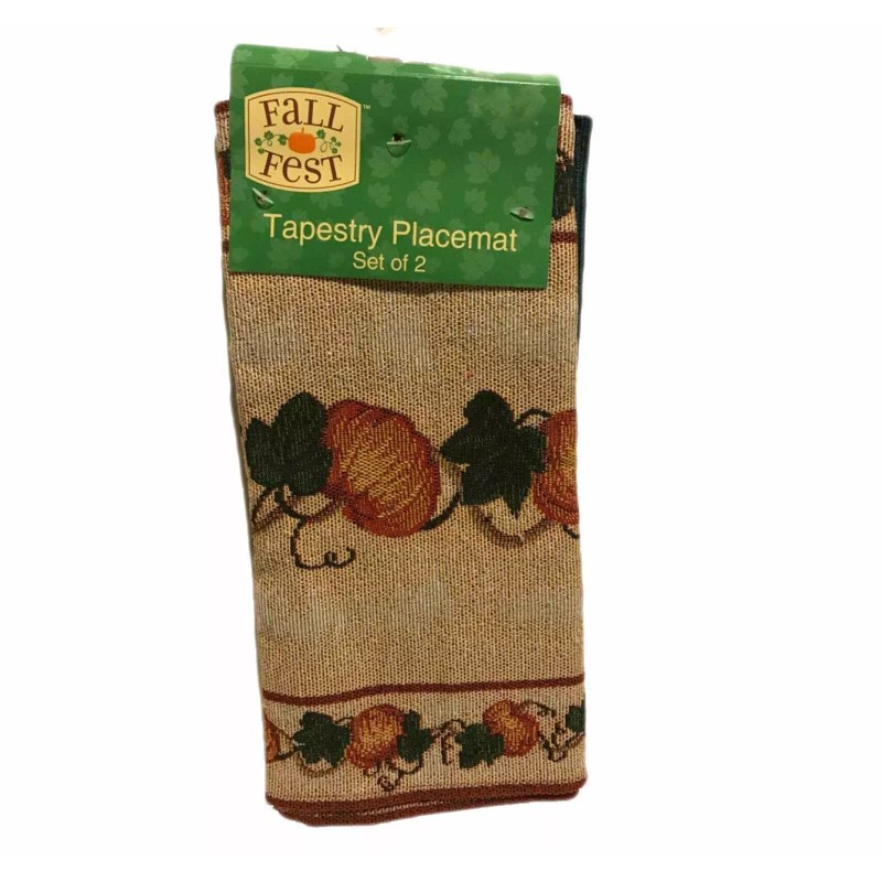 Fall Fest Harvest Rectangular Tapestry Table Placemat Thanksgiving Autumn 2-Pack