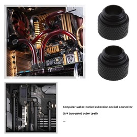 EMSea 4pcs Black G 1/4 Inch Extended Nut Seat 10mm Brass Adapter with O-Ring Rubber for Desktop Computer Water Cooling System