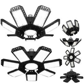 AUDLES 1 Pack LED Garage Light, 240W 24000LM 6500K LED Shop Lights, Garage Lights Ceiling Led with 7+1 Deformable Panels, E26/E27 Bulb Socket Lighting for Shop, High Bay, Attic, Basement, Warehouse