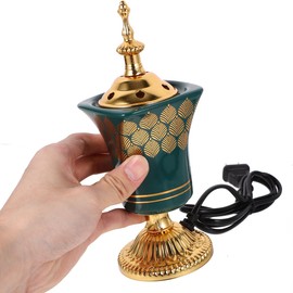 Garneck Electric Incense Burner - Middle Eastern Style Plug-in Censer for Home Decor Green Ceramic Aromatherapy Burner for Home Yoga Spa Relaxation(Green)
