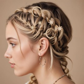 9 Pcs Moon Star Hair Clips Gold Stars Hair Pins Crystal Celestial Hairs Accessories Rhinestone Goddess Hairs Accessory Sparkly Crystal Decorative Bobby Pins for Women Girl Wedding Prom Christmas Party