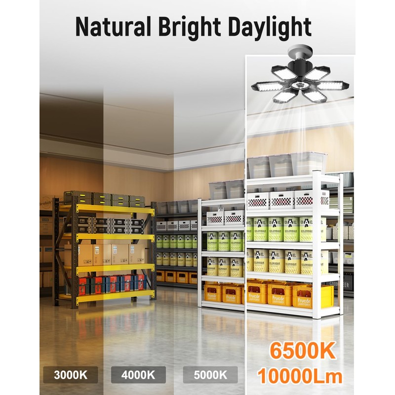 Adiding LED Garage Ceiling Light, 4 Pack 40000Lm Bright Screw