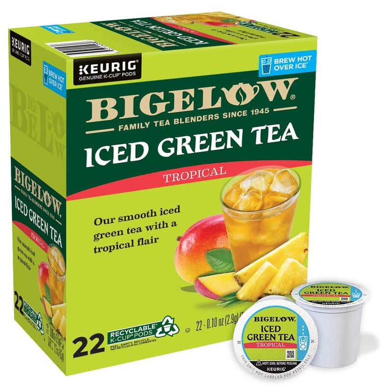Bigelow Unsweetened Iced Tropical Green Tea Keurig K Cup Pods,