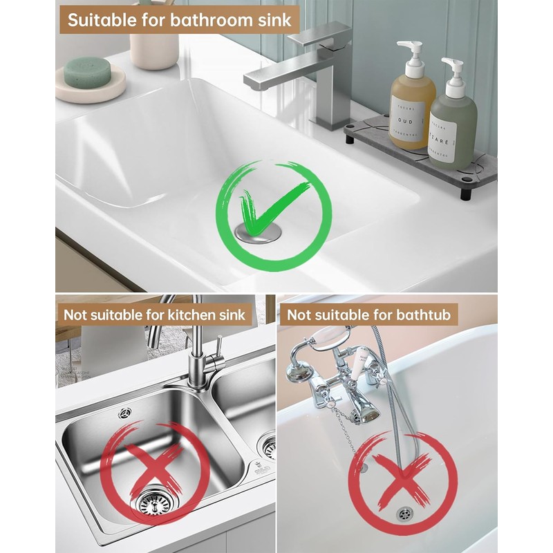 Fransiton 2 Pack Bathroom Sink Stopper, 1.1-1.77 Inch Basin Pop