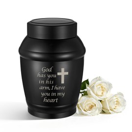 Kagrec Urn for Ashes for Men Women Stainless Steel 5.5 inches Cremation Medium Urn for Human Ashes for Memorial Keepsake Urn for Funeral Burial for Male Female-Cross