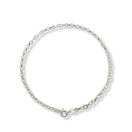 10.5 Inch 3.4mm Wide Extra Large Length Sterling Silver Oval Link OPEN CABLE/Belcher Chain Anklet/Ankle Bracelet/Ankle Chain - 925 Sterling Silver - 10.5" Inch/27 cm - 3.0 Grams