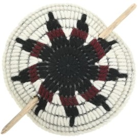 Navajo Star Flower Yarn Ponytail Holder Wooden Stick Barrette 0016