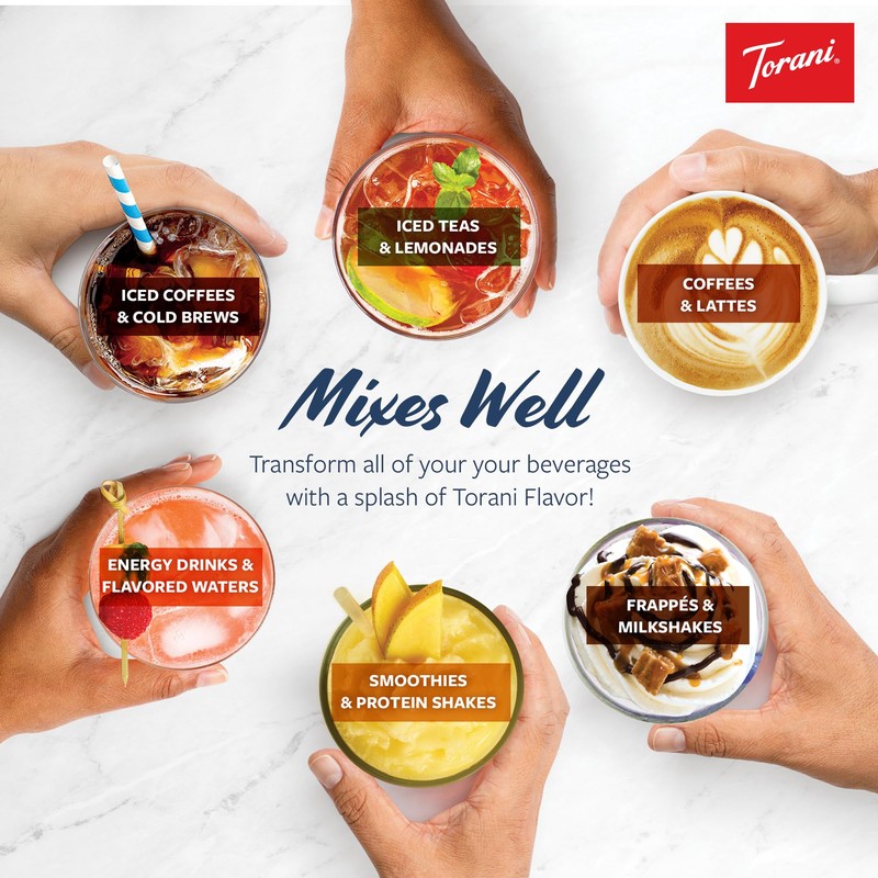 Torani Variety Pack Caramel, French Vanilla, Vanilla & Hazelnut, 25.4