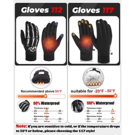 RIGWARL Waterproof Winter Gloves for Cold Weather, Touchsreen Anti-Slip Gloves Liner for Men Women Cycling Drving Runing Hiking Walking