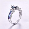 AZQ Women's Natural Rainbow Color Gemstone Ring 925 Sterling Silver