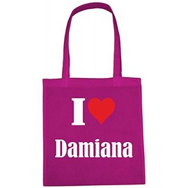Reifen-Markt I Love Damiana Shopping Bag School Bag Gym Bag 38 x 42 cm in Black or White, pink