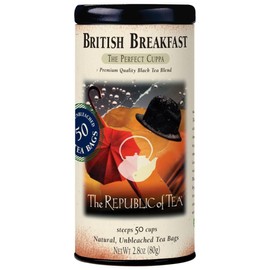The Republic of Tea - British Breakfast Tea 2.8 oz Tin, 50 Tea Bags, Gourmet Black Tea | Caffeinated