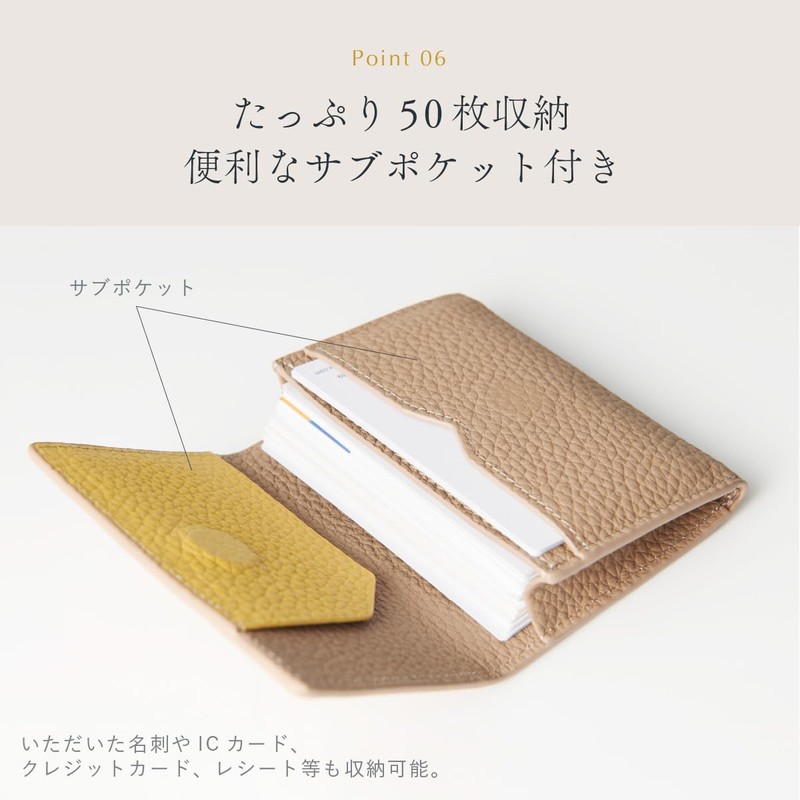 NEESE Women's Genuine Leather Business Card Case, Greige × Pink