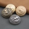 Pack of 5 Vintage Lion Pattern Stem Metal Buttons Round