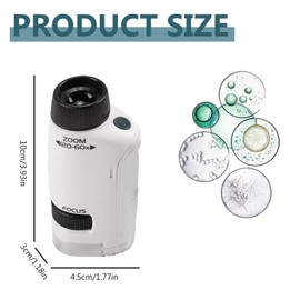 SUNZWO Portable Microscope for Kids 8-12 - Handheld Microscope for Children, Mini Microscope with LED Light, Educational STEM Microscope for Kids, Includes 12 Specimen Slides, Fun & Easy to Use