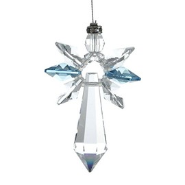 Crystals lucky crystal angel, Crystal, aquamarine, 19,4 x 3,5 x 1 cm