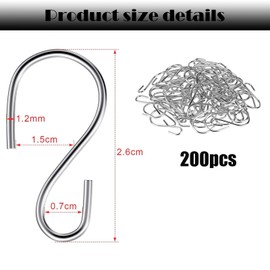 200Pcs 1 Inch Mini S Hooks for Hanging,Small S Hooks Christmas Hanging Plants Hooks S Hooks Metal Mini Ornament Hooks for Crafts Jewelry Hanging Pot Plants
