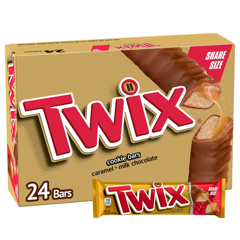 Twix Share Size Chocolate Caramel Cookie Candy Bar, 3.02 Oz,