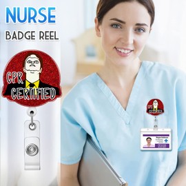 Akkya Badge Reel Holder Retractable with ID Clip for Nurse Nursing Name Tag Card Cute Funny Fun Nursing Student Teacher Doctor RN LPN Medical Assistant Work Office Alligator Clip-Presents for Nurses