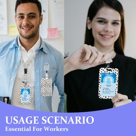 ID Badge Holder with Lanyards Detachable Lanyards for ID Badges, Retractable Badge Reel with Heavy Duty Clip for Nurse Teacher Office Staff Student