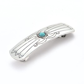 E EMZHOLE Large Hair Barrettes for Women Thick Hair, French Barrette Hair Clips Retro Metal Turquoise Ponytail Clamps Clasp Stylish Hair Accessories for Women Mother (Silver)